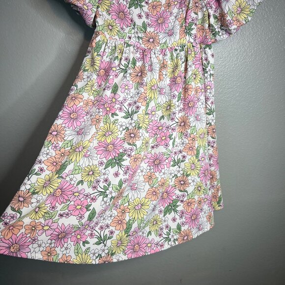 Altar'd State Floral Babydoll Mini Dress Size M Retro Multicolor Puff Sleeve NEW - Picture 4 of 7